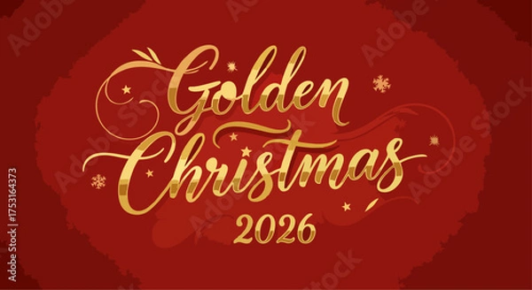 Fototapeta 3D Gold Christmas 2026 Text Vector Design