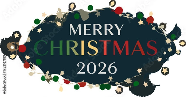 Fototapeta Modern Christmas 2026 Poster in Minimal Red and White