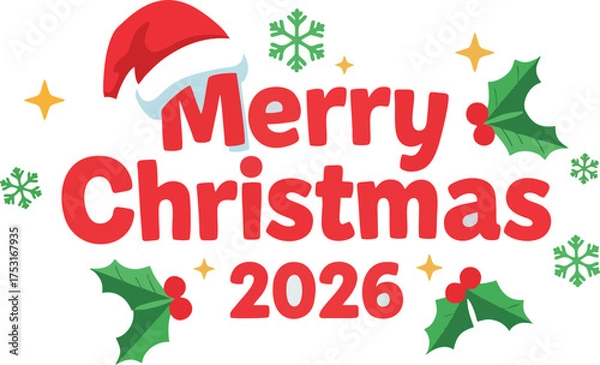 Obraz Classic Christmas 2026 Greeting in Elegant Script Font