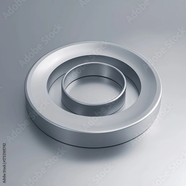 Obraz 3D torus shape on plain silver background graphic design pop art