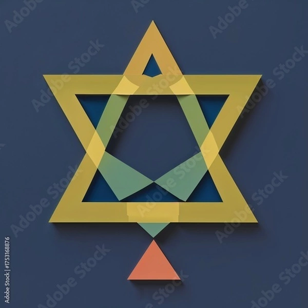 Obraz Hexagram shape on plain navy blue background graphic design pop art