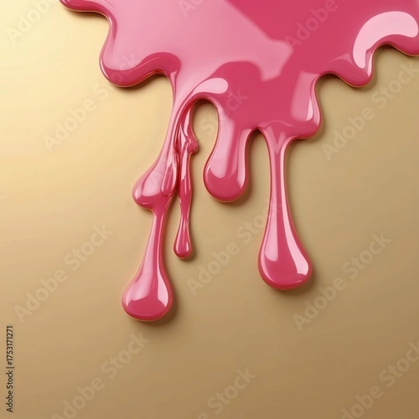 Obraz Melting wax drip shape on plain gold background graphic design pop art