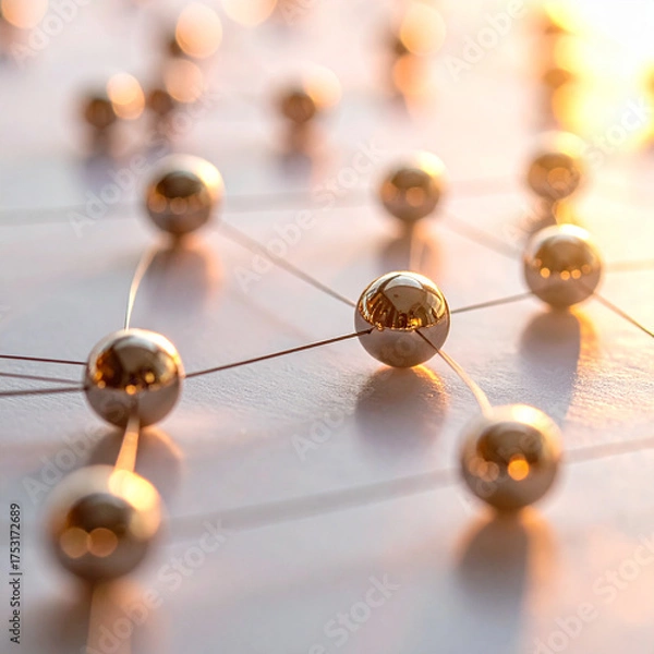 Fototapeta Golden Network Connection Abstract Structure