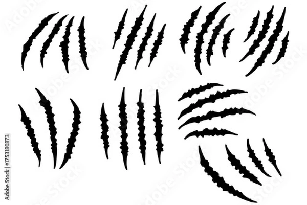 Obraz 爪痕・傷口・切り傷のベクターセット｜ホラー・アクション・ハロウィンデザイン素材