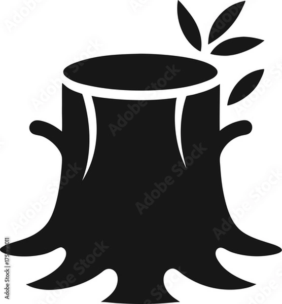 Fototapeta Simple tree stump silhouette icon on a plain white background