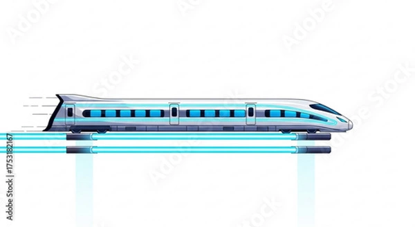 Fototapeta Explore the future of travel with this sleek maglev train illustration for transportation and technology concepts
