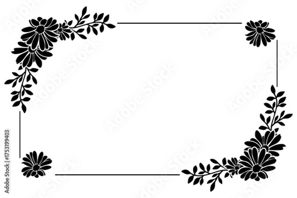 Fototapeta Floral frame with vector illustration and elegant black and white border, to beautify poster illustrations and greeting cards. Vector illustration eps