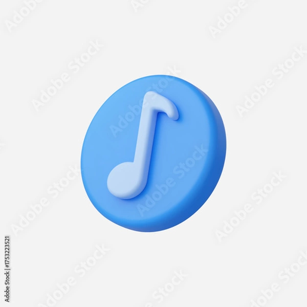 Fototapeta 3d Realistic Music Note icon vector Illustration