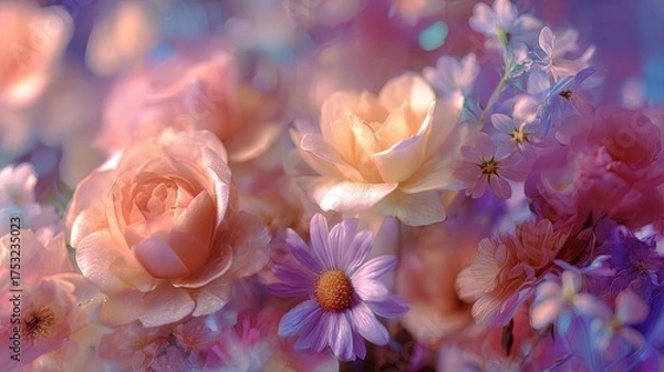 Fototapeta Soft Blurred Y2K Florals, A Modern Vintage Revival