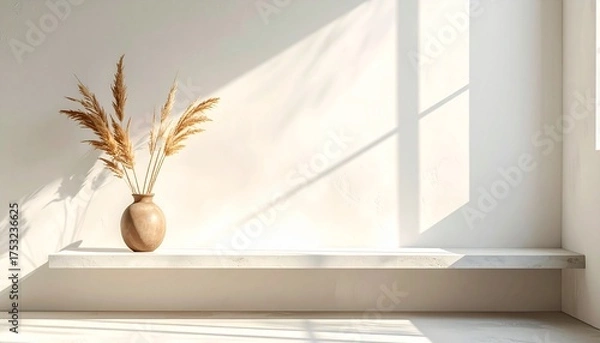 Obraz Modern interior design room with indoor plant and wooden frame decoration and view through the window