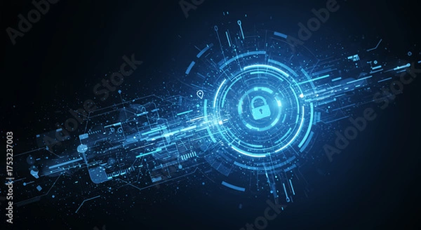 Obraz サイバーセキュリティとデータ保護を象徴するデジタルロック背景