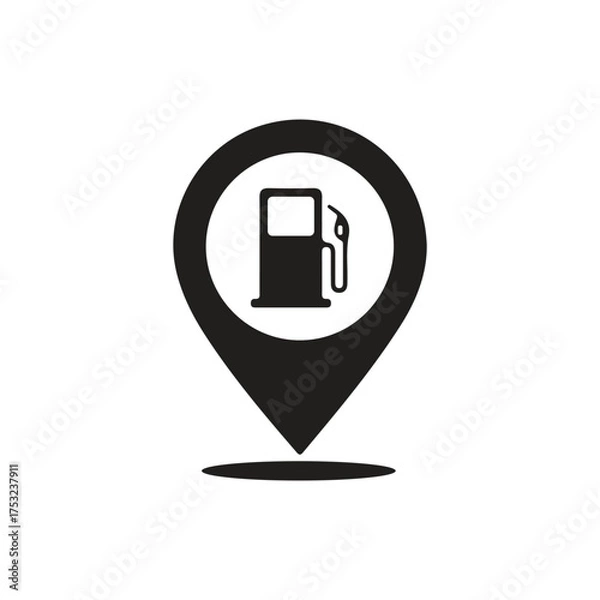 Fototapeta Petrol Pump Location Pin Icon Vector Illustration, Gas Station Map Marker Symbol Design, Fuel Station GPS Location Pin Vector Icon, Gas Pump Location Pointer Flat Vector, Fuel Refill Map Marker vector