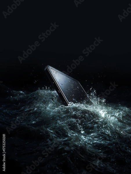 Fototapeta 水没したスマートフォン