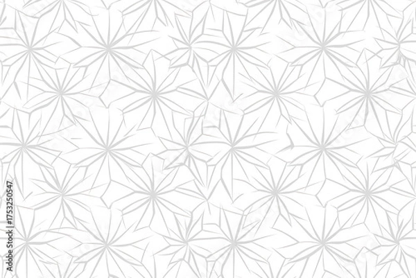 Fototapeta 伝統的な麻の葉文様　白背景に金色ラインのシンプルな和柄デザイン