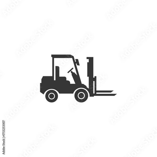 Fototapeta Black Silhouette of a Forklift, Industrial, Heavy Duty, icon. Suitable for your design need, logo, illustration, animation, etc.