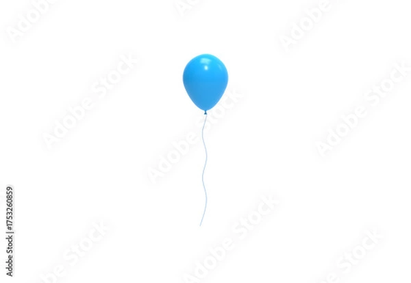 Obraz blue balloon front view without shadow 3d render