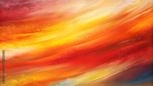 Fototapeta Vibrant abstract background with swirling brushstrokes of red orange and yellow