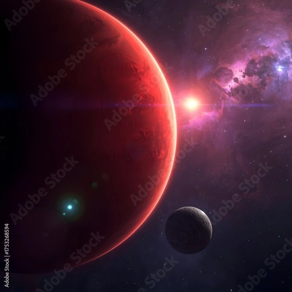 Obraz Red Giant and the Silent Moons