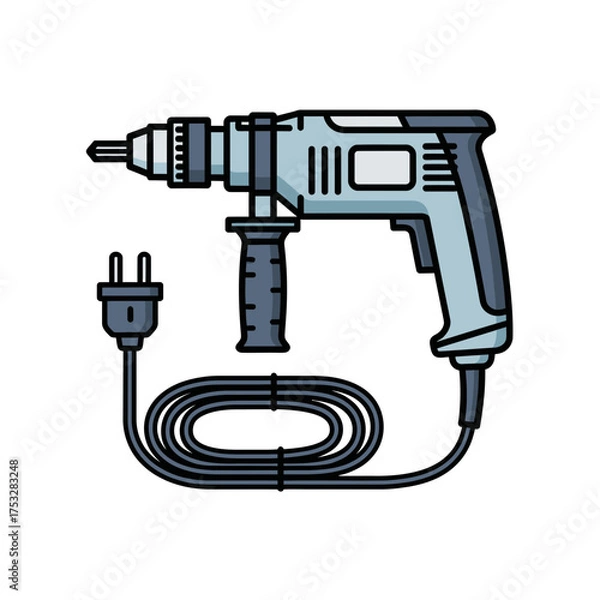 Fototapeta Professional Electric Power Drill for Home Renovation and Construction Projects - A Corded Rotary Tool Illustration for DIY Enthusiasts and Tradespeople