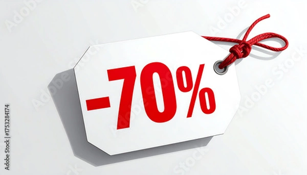 Fototapeta Discount price tag showing a huge 70% off sale, perfect for promotions and marketing campaigns.