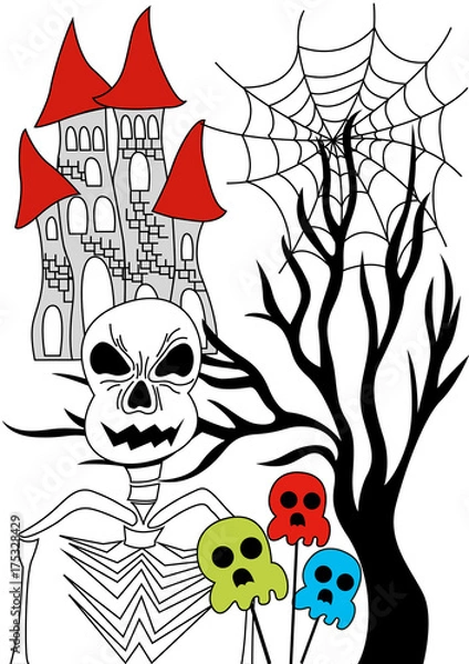 Obraz skeleton halloween and tree
