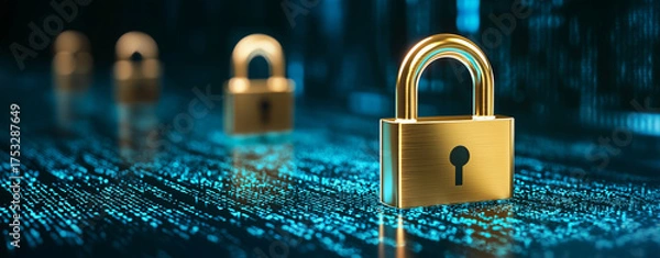 Obraz Secure digital locks represent blockchain network, symbolizing safety and encryption in technology
