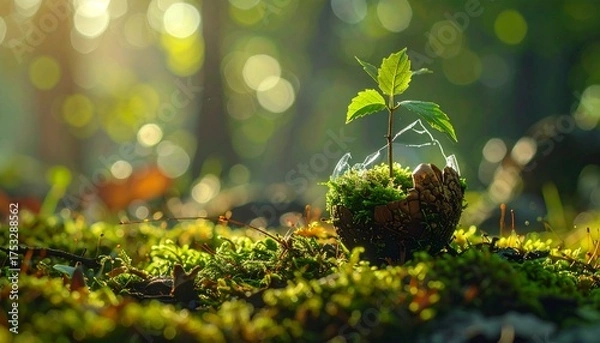 Fototapeta 種を割って生えてくる芽1