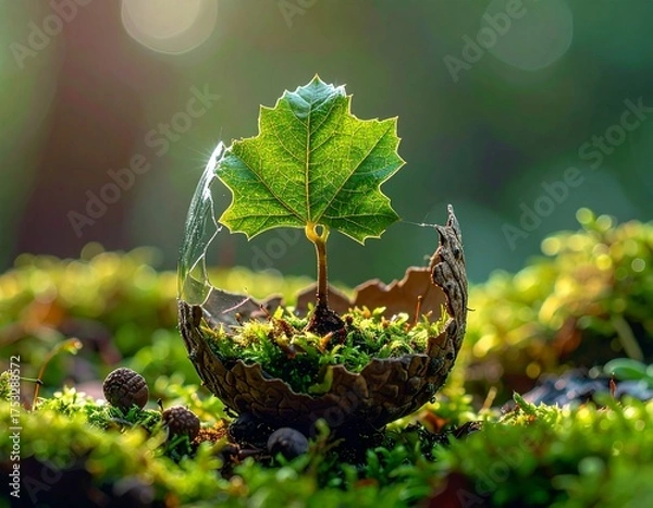 Fototapeta 種を割って生えてくる芽2