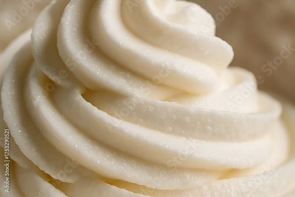 Fototapeta Macro photo of frozen yogurt close-up, showing creamy texture and soft swirls, perfect for dessert, healthy snacks, and sweet food concepts