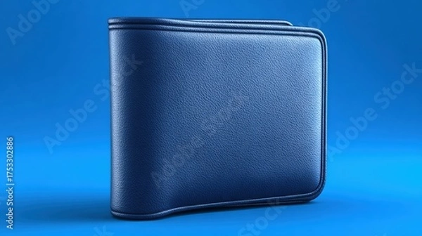Fototapeta A sleek blue wallet displayed on a vibrant blue background, showcasing its design and texture