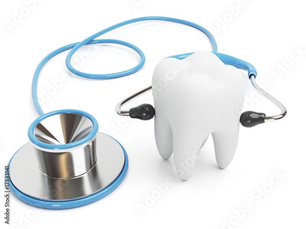 Obraz Blue stethoscope with a tooth