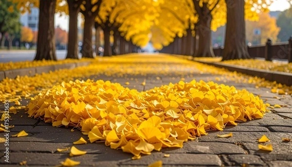 Fototapeta ハート型のイチョウの葉1