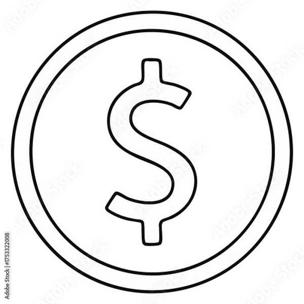 Fototapeta Simple Dollar Coin Icon Outline Vector Illustration