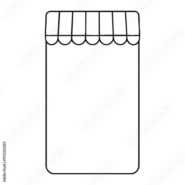 Fototapeta Outline Vector Illustration of Simple Storefront or Shop Awning