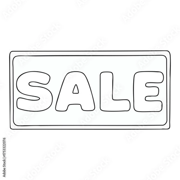 Fototapeta Outline Vector Signboard with Big SALE Typography