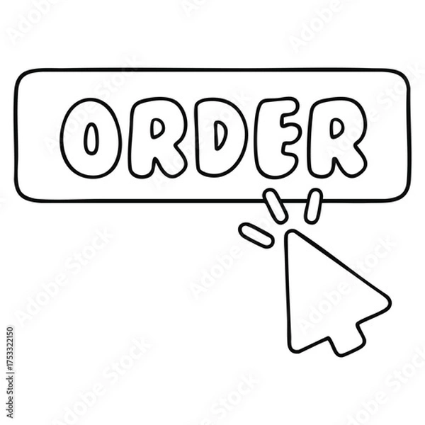 Fototapeta Outline Vector: Order Button with Mouse Cursor Click