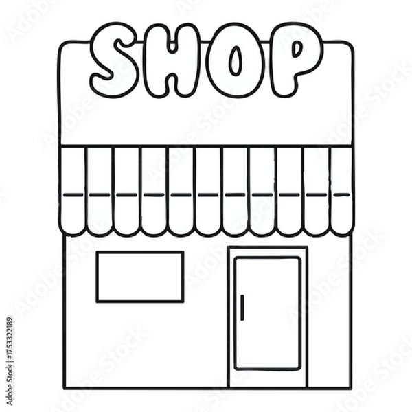 Fototapeta Minimalist Outline Vector of Simple Shop or Store Front