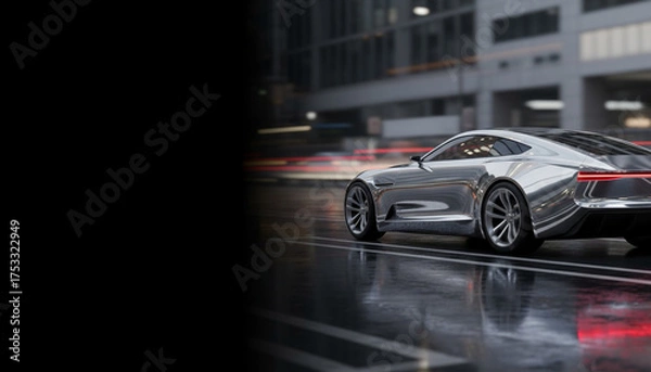 Obraz Futuristic Robot Coupe in Low Angle Studio Shot with Copy Space