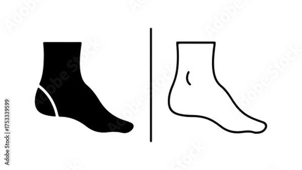 Fototapeta Foot outline and solid shape with transparent background