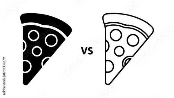 Fototapeta Pizza slice comparison with transparent background