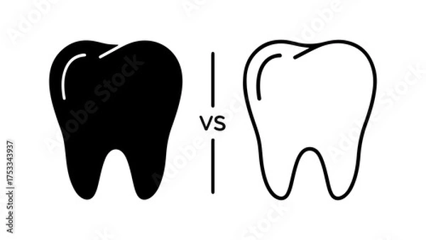 Fototapeta Tooth comparison with transparent background