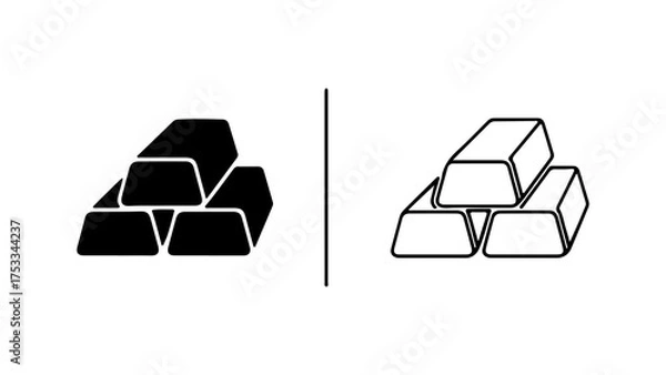 Fototapeta Gold bars outline and solid with transparent background