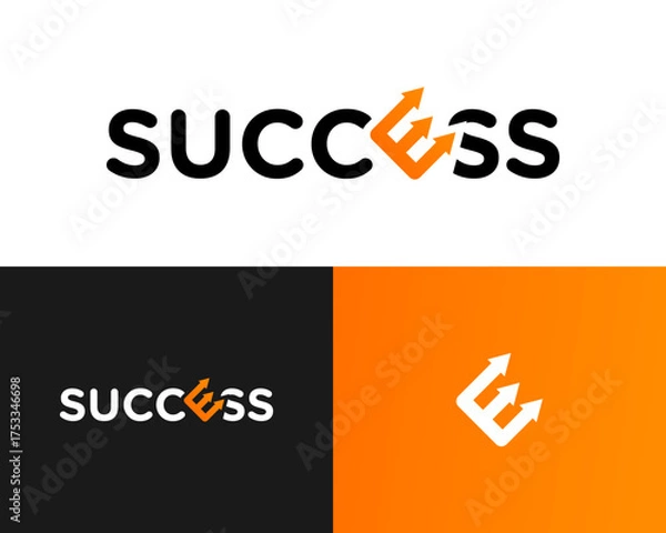 Fototapeta Success Logo with Growth Arrow E
