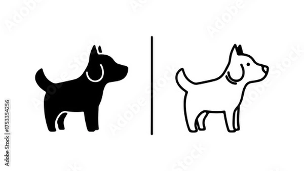 Fototapeta Dog icons with outline and solid fill with transparent background