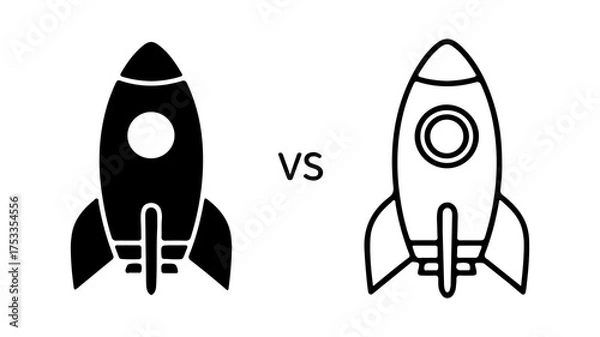 Fototapeta Rocket ship icons comparison with transparent background