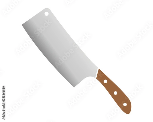 Obraz Vector Set of Kitchen Knives, Cleaver, Chef, and Santoku Blades with Black Handles.