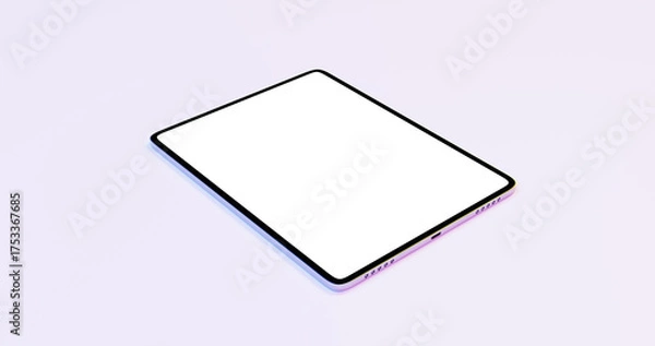 Obraz Flat angled tablet mockup on pastel background