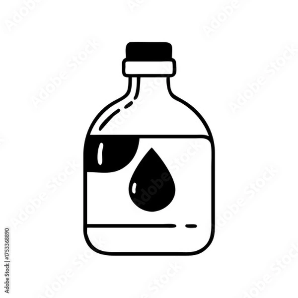 Fototapeta Illustration of a bottle with a drop symbol, representing liquid or substance