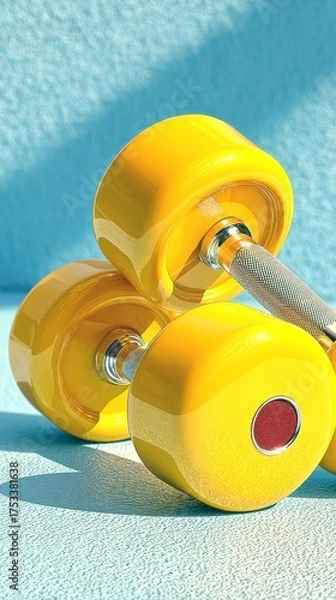 Obraz dumbbells resting on a textured surface during a fitness routine