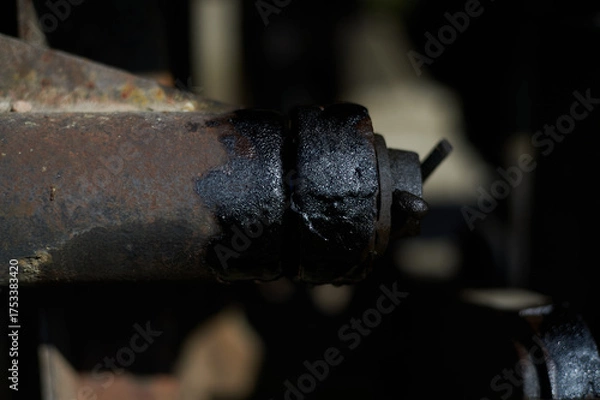 Obraz Paint on rusty metal. Rough style, background image. Railway, graffiti.